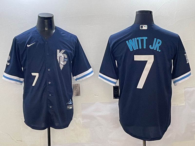 Men Kansas City Royals #7 Witt jr Blue City Edition 2025 Nike MLB Jersey style 3